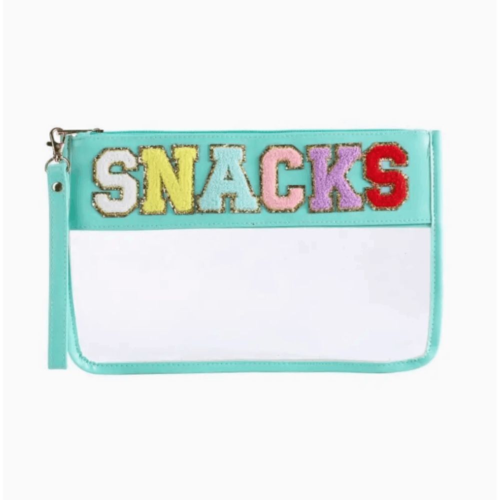 Stoney Clover Lane Style Blue Nylon PVC Transparent Chenille Patch "Snacks" Pouc